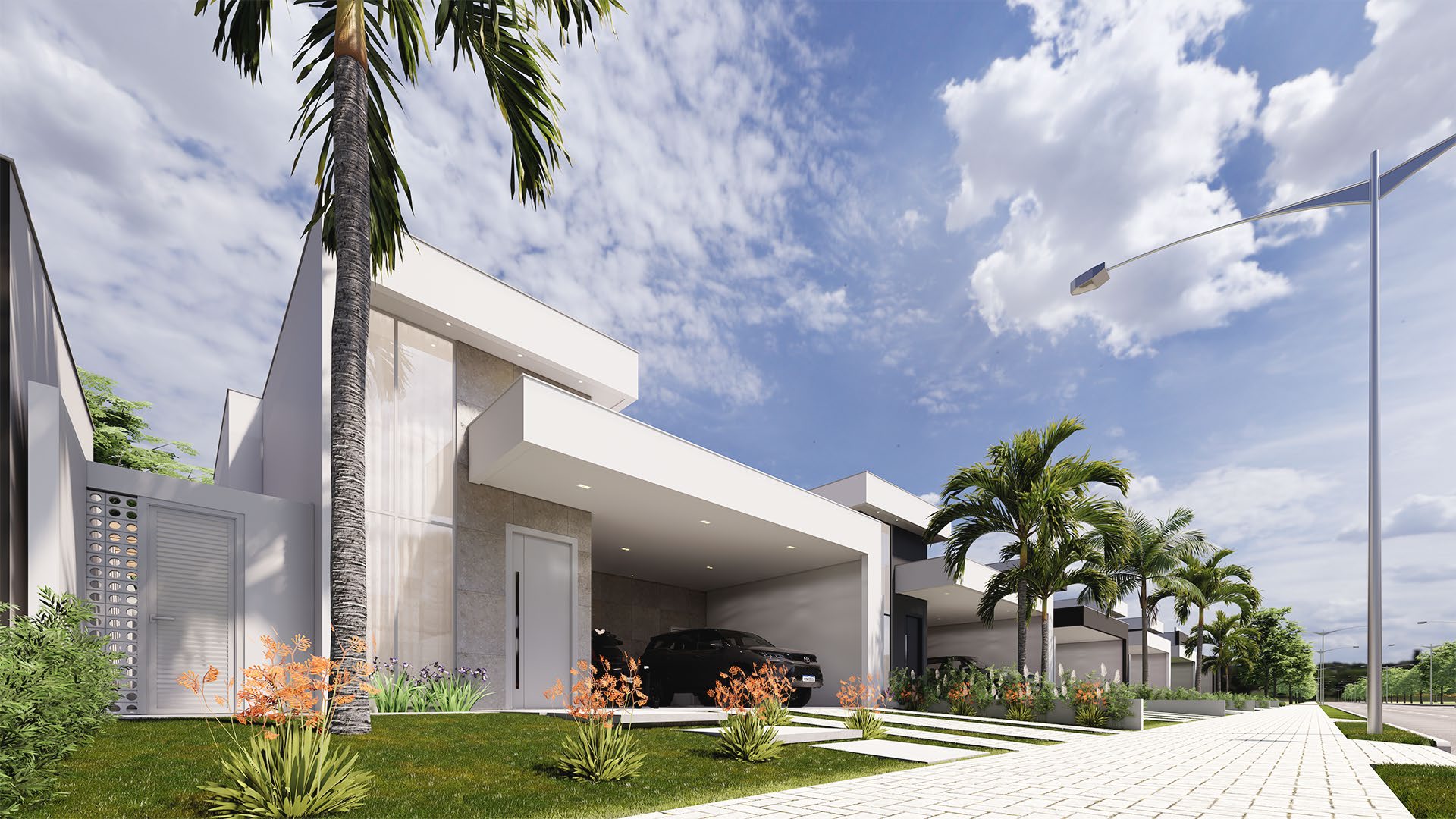 Fachada de casa do Setor das Mansões — perspectiva do projeto