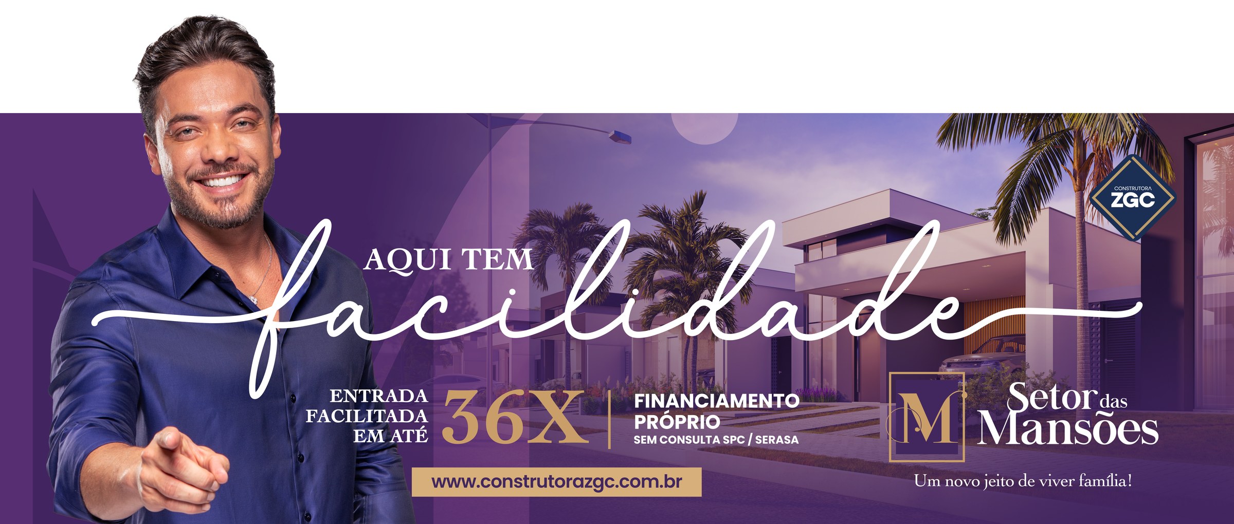 Peça de campanha: Wesley Safadão — aqui tem facilidade. Entrada facilitada em até 36x, financiamento próprio, sem consulta ao SPC e Serasa.