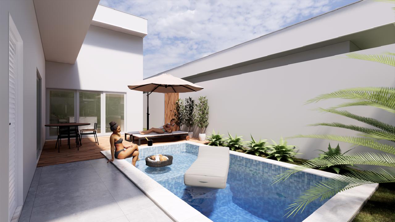 Área de lazer com piscina